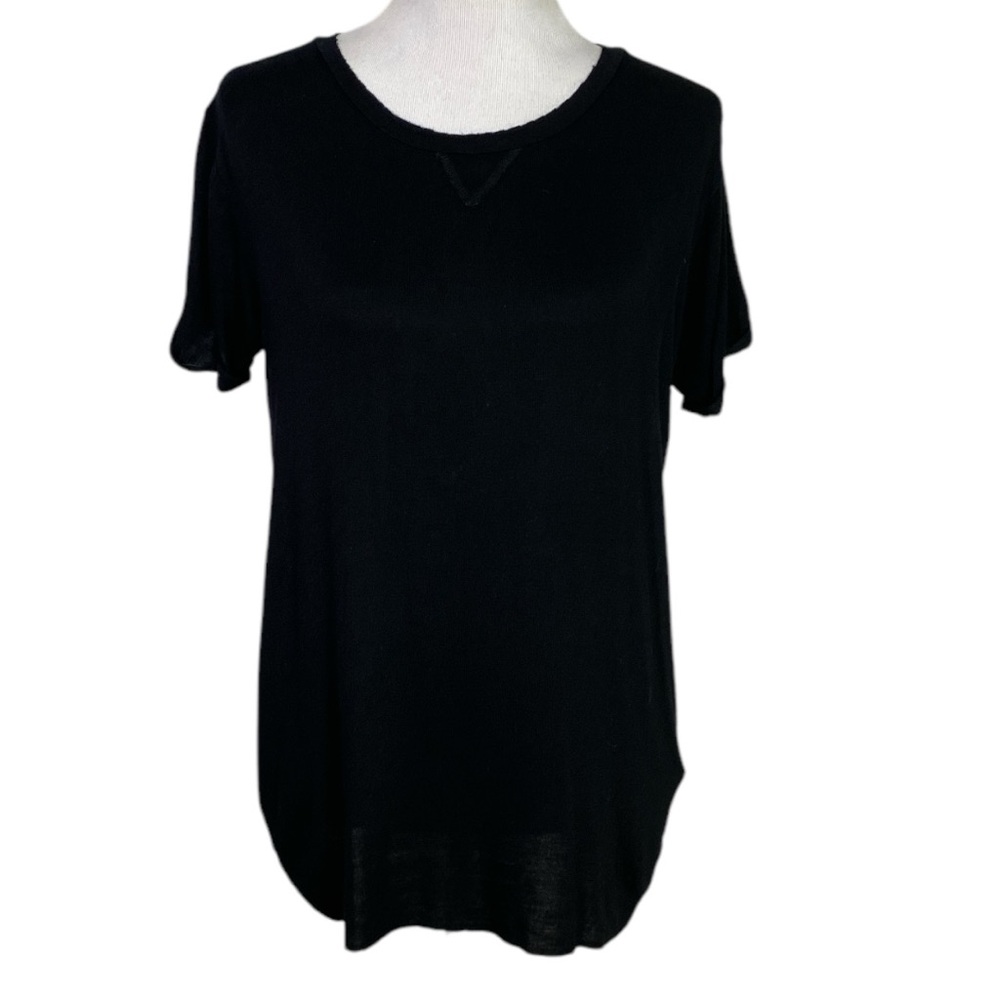 Anine Bing Black Relaxed Fit Raw Hem Oversized Short Sleeve TShirt Size XS
